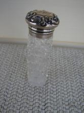 C. 1920 PERFUMER CUT GLASS W/STERLING TOP