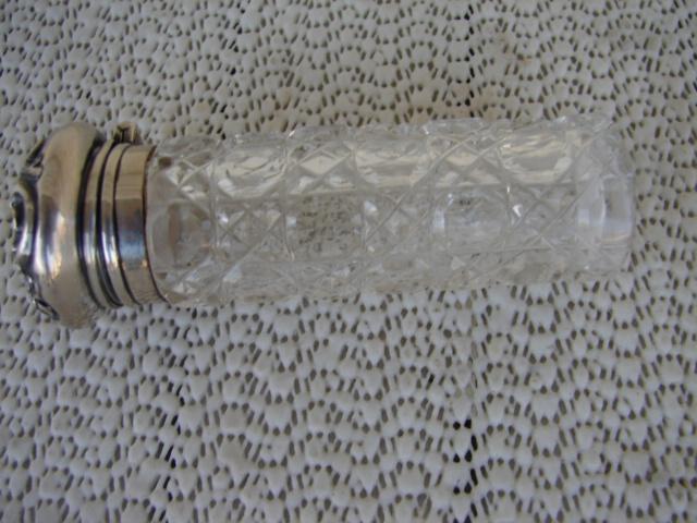 C. 1920 PERFUMER CUT GLASS W/STERLING TOP