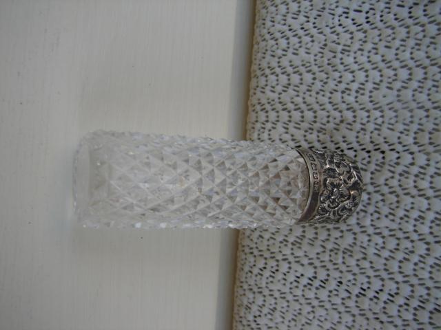 C. 1920 PERFUMER CUT GLASS W/ STERLING TOP