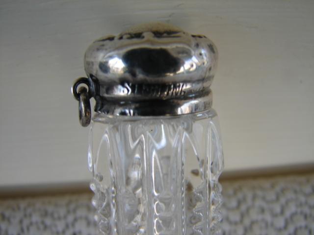 C. 1920 PERFUMER CUT GLASS W/STERLING TOP