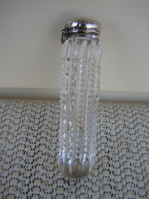 C. 1920 PERFUMER CUT GLASS W/STERLING TOP
