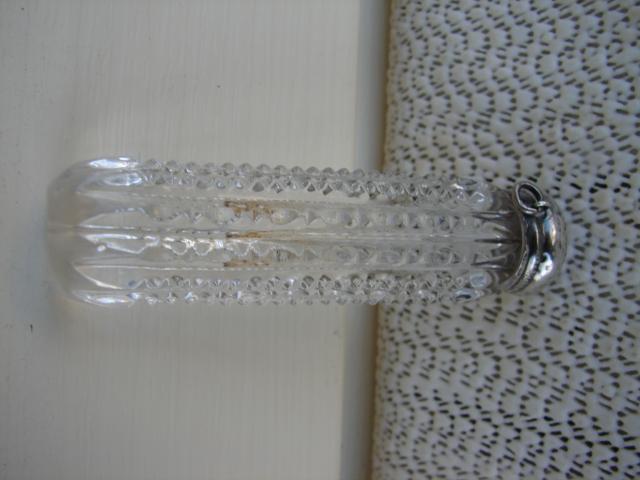 C. 1920 PERFUMER CUT GLASS W/STERLING TOP
