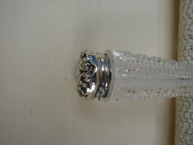 C. 1920 PERFUMER CUT GLASS W/ STERLING TOP