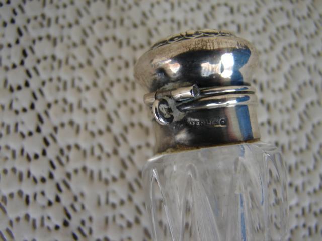 C. 1920 CRYSTAL PERFUMER W/STERLING TOP