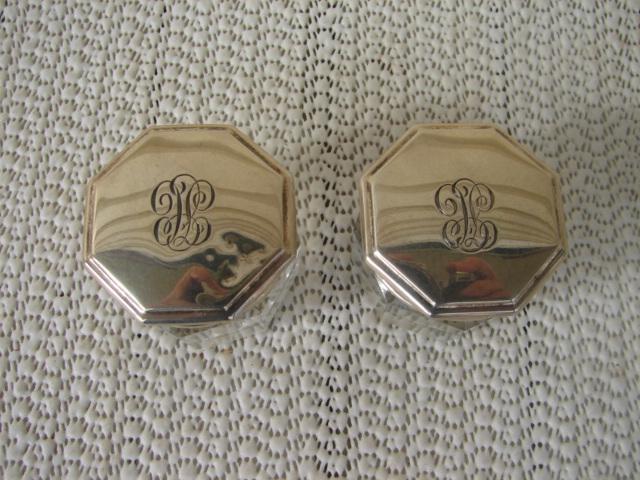 C. 1920 PR. SMALL GLASS DRESSING JARS W/COVERS