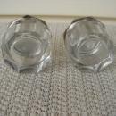 C. 1920 PR. SMALL GLASS DRESSING JARS W/COVERS