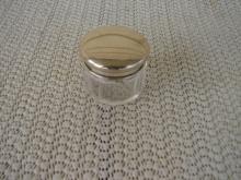 C. 1920 GLASS DRESSING JAR W/STERLING COVER