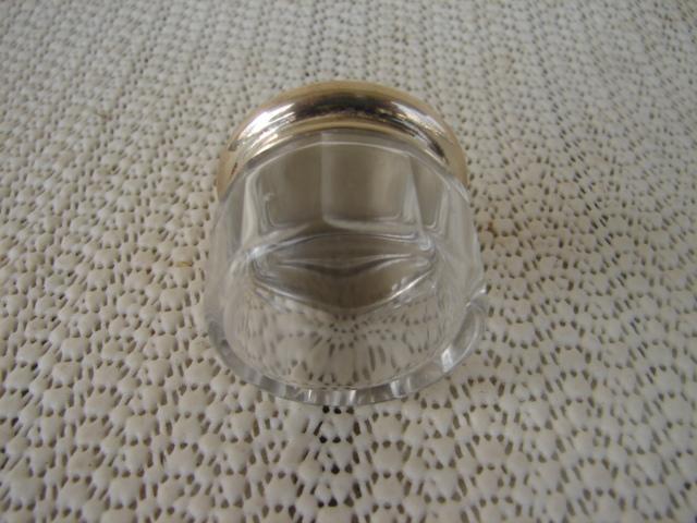 C. 1920 GLASS DRESSING JAR W/STERLING COVER