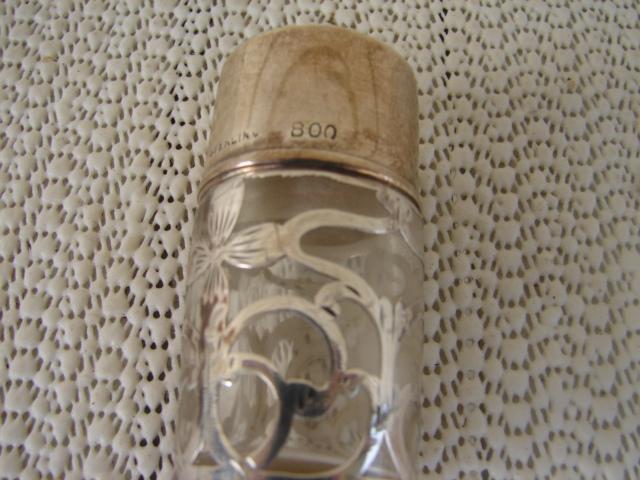 C. 1920 SILVER OVERLAY BOTTLE W/MONOGRAM