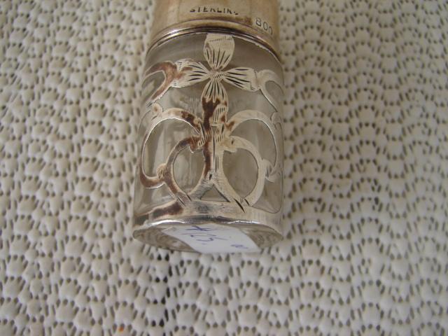 C. 1920 SILVER OVERLAY BOTTLE W/MONOGRAM