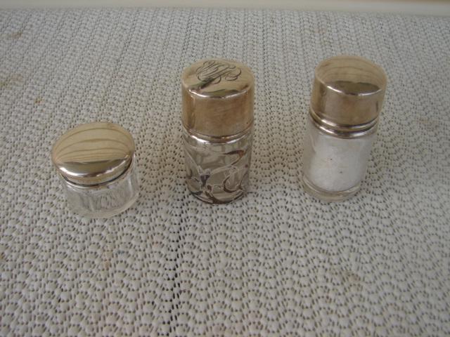 C. 1920 SILVER OVERLAY BOTTLE W/MONOGRAM