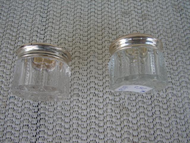 C. 1920 PAIR CRYSTAL GLASS JARS W/TOPS