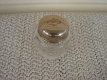 C. 1920 CRYSTAL GLASS JAR W STERLING TOP