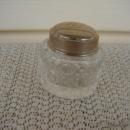 C. 1920 CRYSTAL GLASS JAR W STERLING TOP