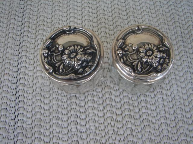 C. 1920 PAIR CRYSTAL GLASS JARS W/TOPS