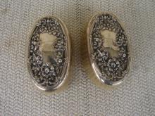C. 1920 PAIR STERLING REPOUSE BRUSHES