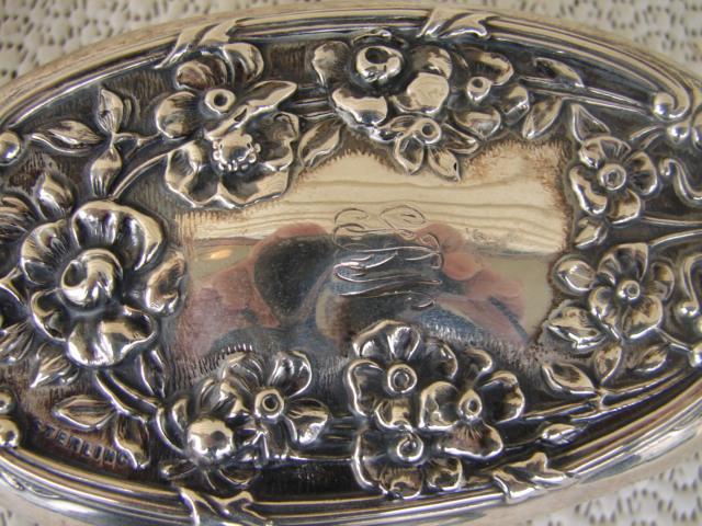 C. 1920 PAIR STERLING REPOUSE BRUSHES