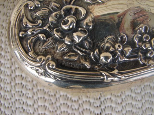 C. 1920 PAIR STERLING REPOUSE BRUSHES