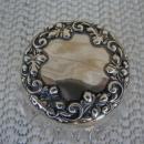 C. 1920 CRYSTAL GLASS JAR W/STERLING COVER