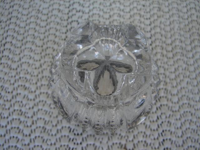 C. 1920 CRYSTAL GLASS JAR W/STERLING COVER