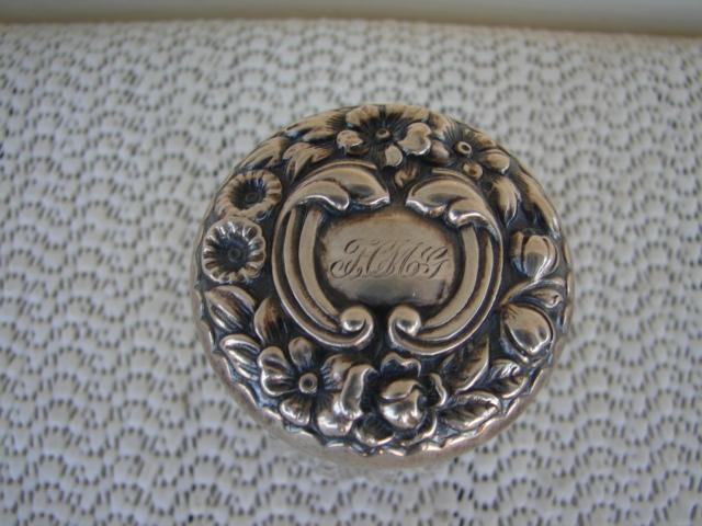 C. 1920 CUT GLASS/STERLING SILVER DRESSING JAR