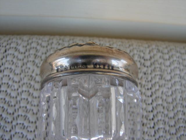 C. 1920 CUT GLASS/STERLING SILVER DRESSING JAR