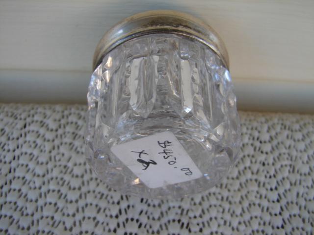 C. 1920 CUT GLASS/STERLING SILVER DRESSING JAR