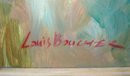 LIFE SIZE PAINTING OF LADY WATERING FLOWERS IN