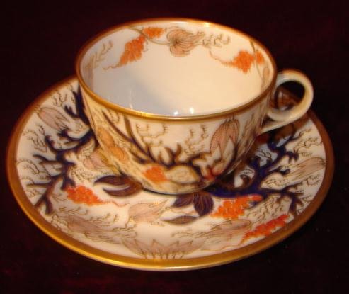 ENGLISH SPODE #977 CUP AND SAUCER W/ARMORIAL