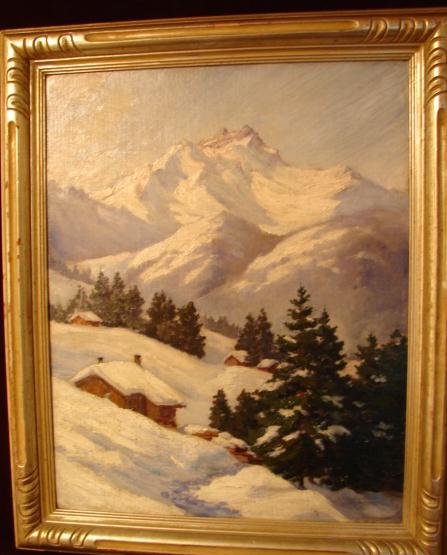 OIL ON BOARD OF SNOW LANDSCAPE BY WHITNEY