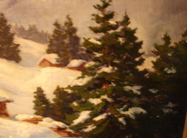 OIL ON BOARD OF SNOW LANDSCAPE BY WHITNEY