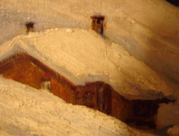 OIL ON BOARD OF SNOW LANDSCAPE BY WHITNEY