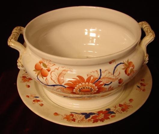 C.1850 ENGLISH IRONSTONE TUREEN WITH UNDERPLATE