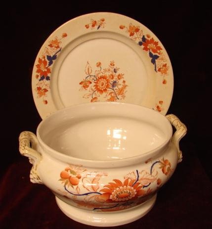 C.1850 ENGLISH IRONSTONE TUREEN WITH UNDERPLATE