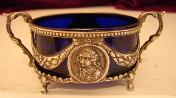 ORNATE SILVER & COBALT BLUE OPEN SALT