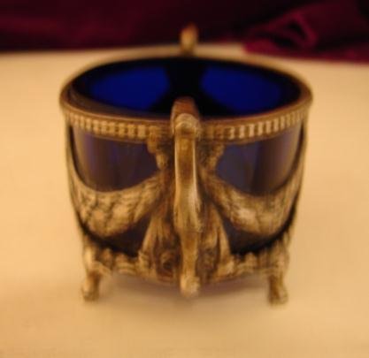 ORNATE SILVER & COBALT BLUE OPEN SALT