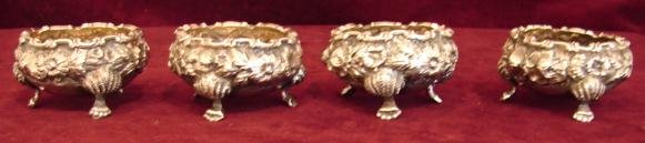 SC. REPOUSSE ROSE SET OF (4) SALTS WITH