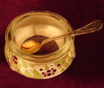 RUSSIAN SILVER & ENAMEL OPEN SALT CELLAT W/