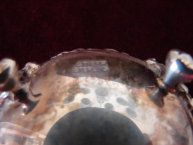 STIEFF OPEN SALT STERLING REPOUSSE W/SPOON