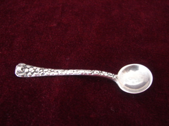 STIEFF OPEN SALT STERLING REPOUSSE W/SPOON