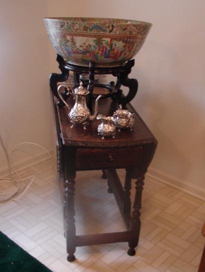 C. 1790 JACOBEAN ENGLISH OAK OVAL TABLE W/TWO