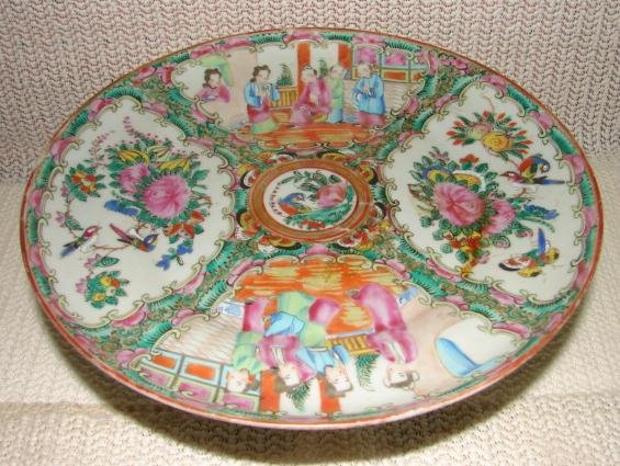 C. 1880 CHINESE EXPORT ROSE MEDALLION TAZZA/CAKE PLATE