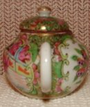 C. 1890 CHINESE EXPORT ROSE MEDALLION MINI TEAPOT