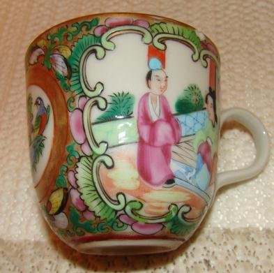 C. 1850 CHINESE EXPORT ROSE MEDALLION DEMITASSE CUP AND SAUCER