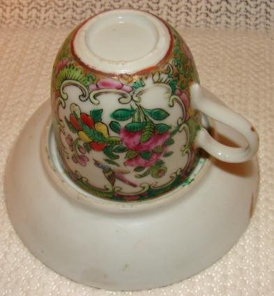 C. 1850 CHINESE EXPORT ROSE MEDALLION DEMITASSE CUP AND SAUCER