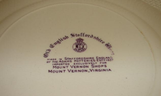ENGLISH STAFFORDSHIRE MOUNT VERNON PLATE