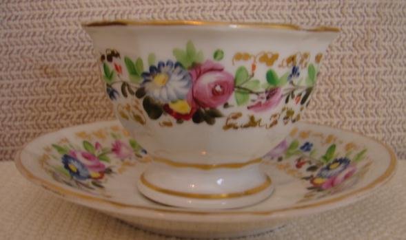 C. 1840 LARGE CUP/SAUCER, POSSIBLY TUCKER OF PHILADELPHIA