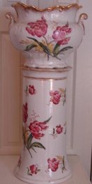 C. 1880 LIMOGE JARDINIERE W/ MATCHING BASE AND STAND