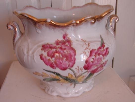 C. 1880 LIMOGE JARDINIERE W/ MATCHING BASE AND STAND