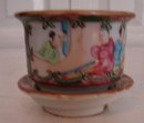C. 1880 CHINESE EXPORT ROSE MEDALLION CACHE POT W/ COVER